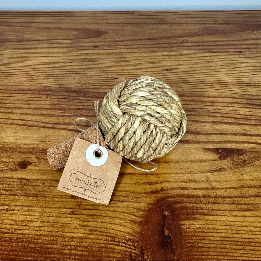 NWT Mud Pie Jute Thin Rope Bottle Stopper Wine Cork Nautical 2 5/8” Diameter